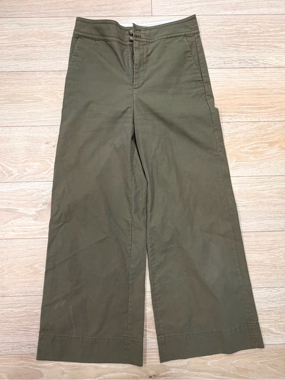 J. Crew Olive Green Wide-Leg High-Rise Jeans